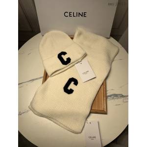 Celine思琳專櫃2023新品羊毛套裝帽子 賽琳情侶款經典套裝帽子圍巾 mmyj1910