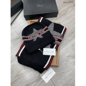 Dior專櫃新款經典套裝帽子圍巾 迪奧情侶款羊毛套裝帽子 mmyj1933