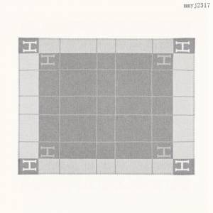 Hermes專櫃新款愛馬仕極品雙面提花羊絨毯裝飾毯 mmyj2317