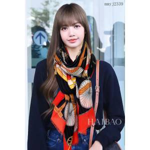 Hermes專櫃爆款女士圍巾披肩 愛馬仕自行車長巾羊絨方巾 mmyj2339