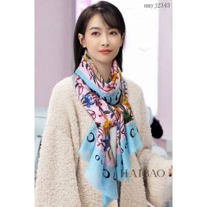 Gucci古奇專櫃爆款GG邊框花卉長巾100%頂極羊絨大披肩 mmyj2343