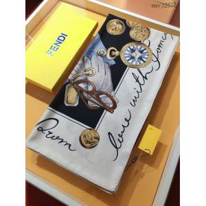 Fendi專櫃新款芬迪絲絨方巾經典山羊絨真絲印花大方巾 mmyj2556