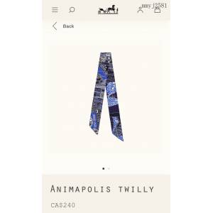 Hermes專櫃新款愛馬仕Twilly動物之城頂級斜紋真絲印花飄帶領巾發帶包包配飾 mmyj2581