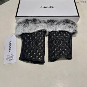 CHANEL專門店新款香奈兒羊皮手套女士獺兔毛口半截打字毛毛服飾連指手套 mmyj2683