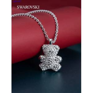 Swarovski施華洛世奇粉紅色泰迪熊吊墜 3D立體小熊項鏈鎖骨鏈 zgb1131