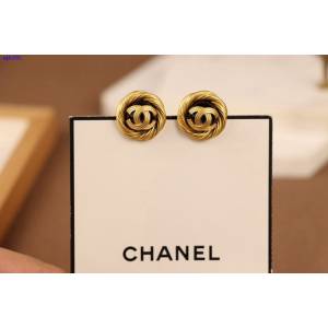Chanel專櫃新款雙c耳釘 香奈兒復古金屬中古耳環 zgb1852