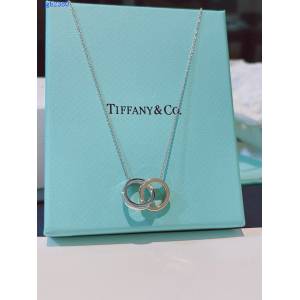 Tiffany新款經典雙環純銀項鏈 蒂芙尼1837玫瑰金拼色雙環項鏈 zgb2380