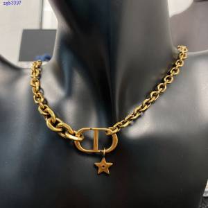 Dior專櫃2022秋冬新款高仿迪奧項鏈熱銷款粗版復古項鏈 zgb3397