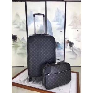 LV萬向輪爆新款拉杆箱 路易威登原版皮黑花行李箱 gdx1145