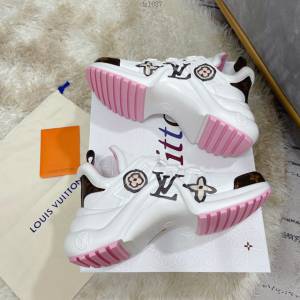 LV高端女士休閒運動鞋 路易威登L系列驢牌拱橋老爹鞋 休閒潮鞋高幫版太空鞋 dx1087