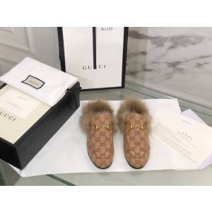 gucci高端女士毛拖鞋 托斯卡納羊皮毛一體鞋底 古馳經典之王毛拖 dx1133