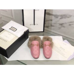 gucci高端女士毛拖鞋 托斯卡納羊皮毛一體鞋底 古馳經典之王毛拖 dx1137