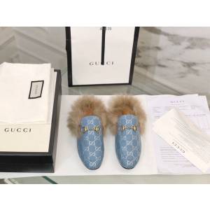 gucci高端女士毛拖鞋 托斯卡納羊皮毛一體鞋底 古馳經典之王毛拖 dx1139