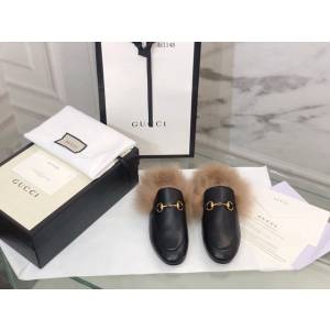 gucci高端女士毛拖鞋 托斯卡納羊皮毛一體鞋底 古馳經典之王毛拖 dx1148