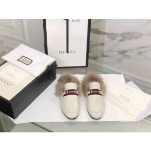 gucci高端女士毛拖鞋 托斯卡納羊皮毛一體鞋底 古馳經典之王毛拖 dx1150