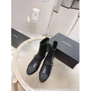 Chanel精品中跟女靴 香奈兒21專櫃最新款女士短靴 dx1157