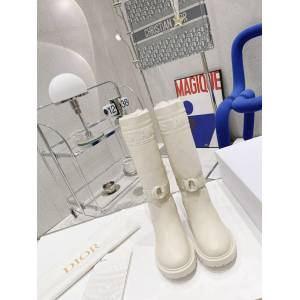Dior純色牛皮女士毛靴 迪奧2022早春高筒靴騎士靴 dx1160