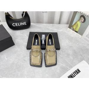 JIN LIYAN2022早春新款系列方頭珠鏈折皺單鞋 dx1229