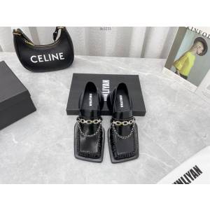 JIN LIYAN2022早春新款系列方頭珠鏈折皺單鞋 dx1231