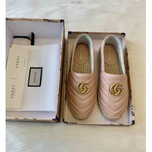 gucci早秋新款漁夫鞋 古馳經典logo女士絎縫羊皮雙GG草編漁夫鞋 dx1440