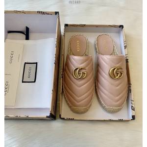 gucci早秋新款漁夫鞋 古馳經典logo女士絎縫羊皮雙GG草編漁夫鞋 dx1443