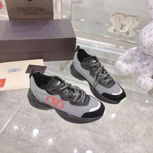 Valentino華倫天奴網眼織物拼牛皮春夏新款休閒運動鞋情侶鞋 dx1865