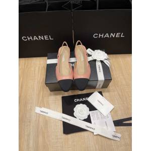 Chanel專櫃經典款女士涼鞋 香奈兒時尚sling back涼鞋平跟鞋6.5cm中跟鞋 dx2561