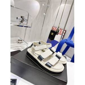 Chanel高版本香奈兒2022春夏最新厚底魔術扣涼鞋 魔術貼女款沙灘涼鞋 dx2661