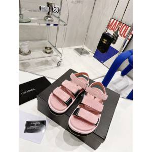 Chanel高版本香奈兒2022春夏最新厚底魔術扣涼鞋 魔術貼女款沙灘涼鞋 dx2662
