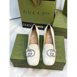 gucci頂級版本女士單鞋 古馳2022春季最新款羊油小皺羊皮平底皮鞋 dx2808