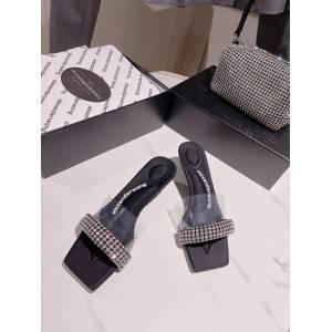 Alexander wang大王專櫃新款楊冪同款真絲面高跟涼鞋拖鞋細跟鞋 dx3076