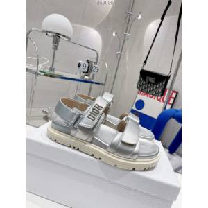 Dior迪奧2022新款新色系魔術貼涼鞋原版複刻專櫃純色系沙灘涼鞋女士涼鞋 dx3086