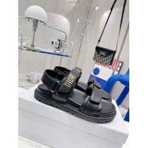 Dior迪奧2022新款新色系魔術貼涼鞋原版複刻專櫃豹紋系沙灘涼鞋女士涼鞋 dx3087