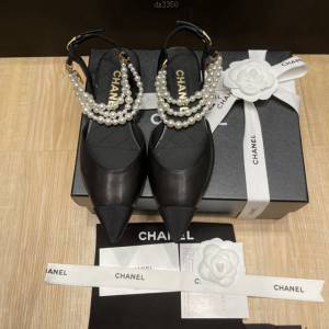 chanel2022最新爆款珍珠涼鞋 香奈兒尖頭平跟涼鞋 dx3350