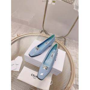 Celine專櫃女鞋 賽琳經典五金奶扣奶單鞋 高跟鞋經典金色凱旋門logo dx3399