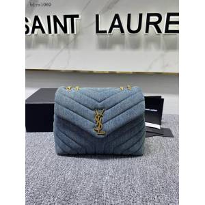 YSL專櫃新款前翻蓋包 聖羅蘭小號長形牛仔系列信封挎包 392277 blys1069
