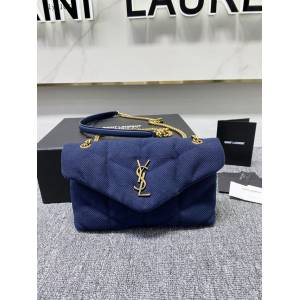 YSL專櫃新款帆布鏈條包 聖羅蘭Lou Lou帆布小號雲朵包 620333 blys1076