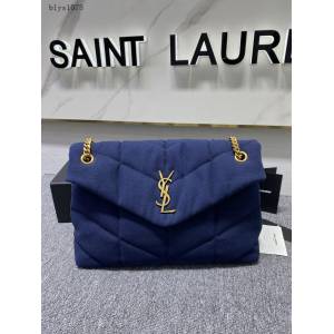 YSL專櫃新款帆布鏈條包 聖羅蘭Lou Lou帆布大號雲朵包  blys1078