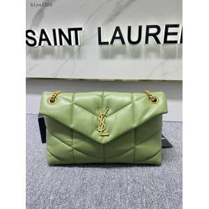 YSL專櫃新款絎縫小羊皮包 聖羅蘭牛油果綠YSL LOULOU PUFFER肩背女包 577476 blys1385